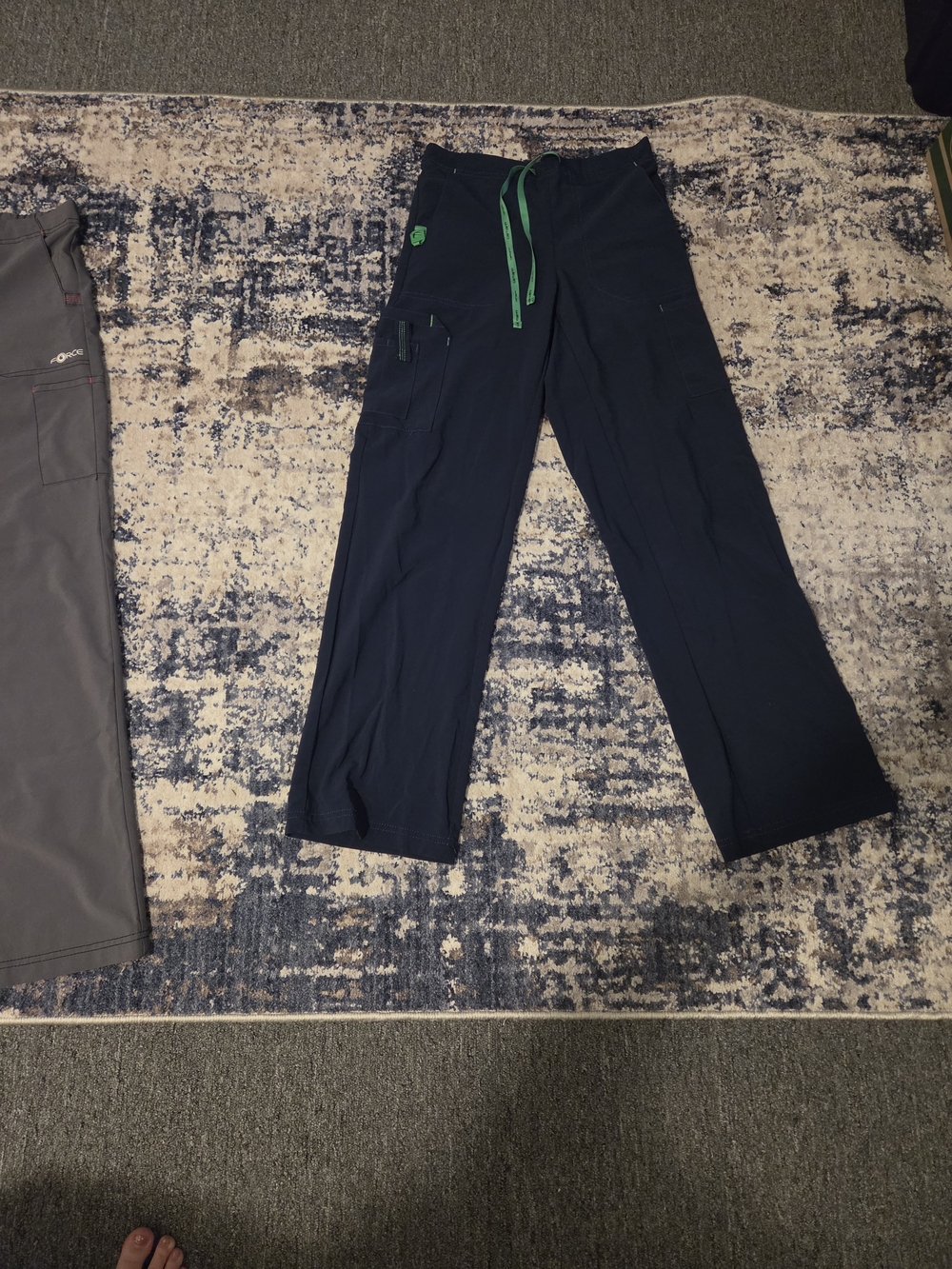 Navy Scrub Pants with Green Drawstring